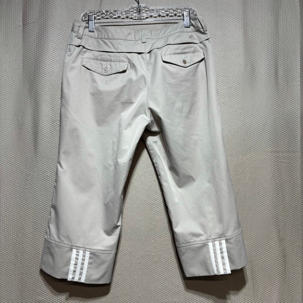 Adidas Womens 10 ClimaCool Stretch Golf Capri Pants Beige Khaki Crop Pockets - Picture 6 of 6